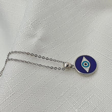 Load image into Gallery viewer, Evil Eye Enamel Round Necklace, Sterling Silver