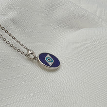 Load image into Gallery viewer, Evil Eye Enamel Round Necklace, Sterling Silver