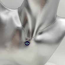 Load image into Gallery viewer, Evil Eye Enamel Round Necklace, Sterling Silver
