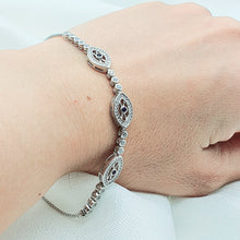Load image into Gallery viewer, Triple Evil Eye Bracelet, Sterling Silver