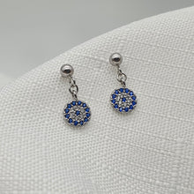 Load image into Gallery viewer, Small Evil Eye Stud Earrings, Sterling Silver
