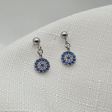 Load image into Gallery viewer, Small Evil Eye Stud Earrings, Sterling Silver