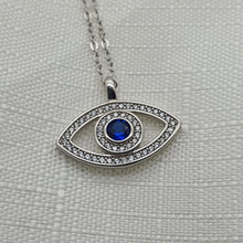 Load image into Gallery viewer, Large Evil Eye Necklace, Sterling Silver