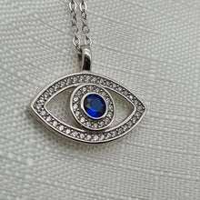 Load image into Gallery viewer, Large Evil Eye Necklace, Sterling Silver