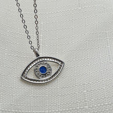 Load image into Gallery viewer, Large Evil Eye Necklace, Sterling Silver