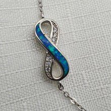 Load image into Gallery viewer, Infinity Blue Fire Opal Bracelet, Sterling Silver