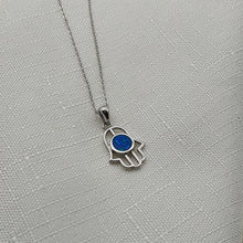 Load image into Gallery viewer, Hamsa Hand Round Opal Necklace, Sterling Silver