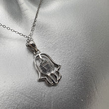 Load image into Gallery viewer, Hamsa Hand Round Opal Necklace, Sterling Silver