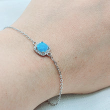 Load image into Gallery viewer, Created Blue Opal Square Bracelet, Sterling Silver