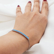 Load image into Gallery viewer, Created Blue Opal Bracelet, Sterling Silver
