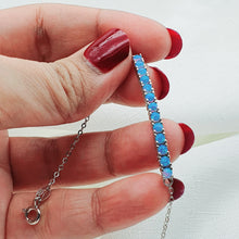 Load image into Gallery viewer, Created Blue Opal Bracelet, Sterling Silver