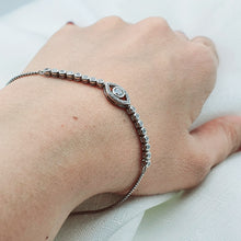 Load image into Gallery viewer, Evil Eye Icon Bracelet, Sterling Silver