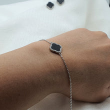 Load image into Gallery viewer, Natural Gemstone Clover Bracelet, Sterling Silver