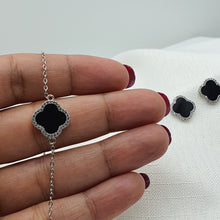 Load image into Gallery viewer, Natural Gemstone Clover Bracelet, Sterling Silver