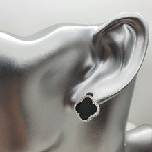 Load image into Gallery viewer, Black Agate 4 Leaf Clover Jewellery Set, Sterling Silver