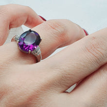 Load image into Gallery viewer, Natural Amethyst Gemstone Ring, Sterling Silver