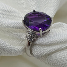 Load image into Gallery viewer, Natural Amethyst Gemstone Ring, Sterling Silver