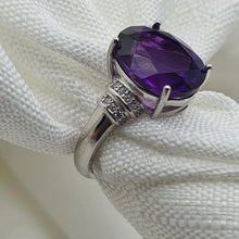 Load image into Gallery viewer, Natural Amethyst Gemstone Ring, Sterling Silver