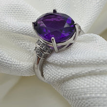 Load image into Gallery viewer, Natural Amethyst Gemstone Ring, Sterling Silver