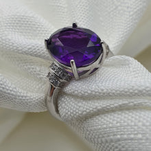Load image into Gallery viewer, Natural Amethyst Gemstone Ring, Sterling Silver