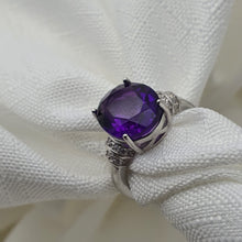 Load image into Gallery viewer, Natural Amethyst Gemstone Ring, Sterling Silver