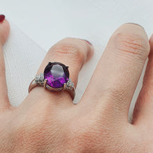 Load image into Gallery viewer, Natural Amethyst Gemstone Ring, Sterling Silver