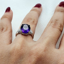 Load image into Gallery viewer, Natural Amethyst Gemstone Ring, Sterling Silver