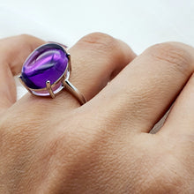 Load image into Gallery viewer, Natural Amethyst Gemstone Ring, Sterling Silver