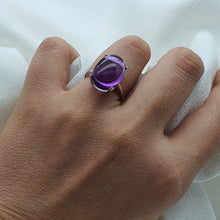 Load image into Gallery viewer, Natural Amethyst Gemstone Ring, Sterling Silver