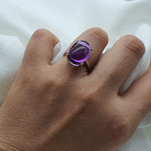 Load image into Gallery viewer, Natural Amethyst Gemstone Ring, Sterling Silver