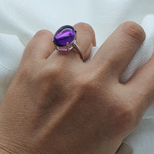 Load image into Gallery viewer, Natural Amethyst Gemstone Ring, Sterling Silver
