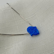 Load image into Gallery viewer, Created Fire Opal Hamsa Hand Pendant & Chain, Sterling Silver