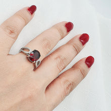 Load image into Gallery viewer, Oval Garnet Ring, Sterling Silver