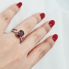 Load image into Gallery viewer, Oval Garnet Ring, Sterling Silver