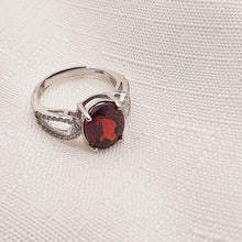 Load image into Gallery viewer, Oval Garnet Ring, Sterling Silver