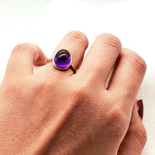 Load image into Gallery viewer, Natural Oval Amethyst Gemstone Ring, Sterling Silver