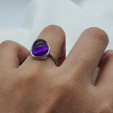 Load image into Gallery viewer, Natural Oval Amethyst Gemstone Ring, Sterling Silver