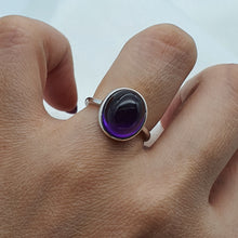 Load image into Gallery viewer, Natural Oval Amethyst Gemstone Ring, Sterling Silver