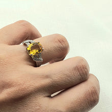 Load image into Gallery viewer, Natural Oval Citrine Gemstone Ring, Sterling Silver