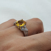 Load image into Gallery viewer, Natural Oval Citrine Gemstone Ring, Sterling Silver