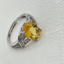 Load image into Gallery viewer, Natural Oval Citrine Gemstone Ring, Sterling Silver