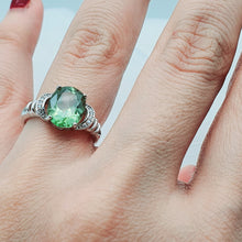 Load image into Gallery viewer, Natural Oval Peridot Gemstone Ring, Sterling Silver
