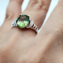 Load image into Gallery viewer, Natural Oval Peridot Gemstone Ring, Sterling Silver