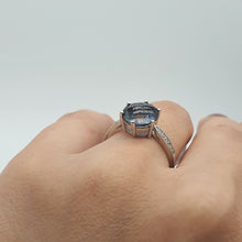 Load image into Gallery viewer, Natural Round Sapphire Gemstone Ring, Sterling Silver