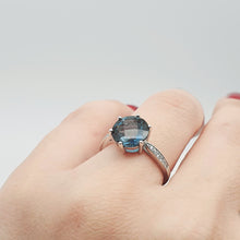 Load image into Gallery viewer, Natural Round Sapphire Gemstone Ring, Sterling Silver