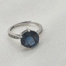 Load image into Gallery viewer, Natural Round Sapphire Gemstone Ring, Sterling Silver