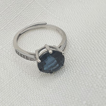 Load image into Gallery viewer, Natural Round Sapphire Gemstone Ring, Sterling Silver