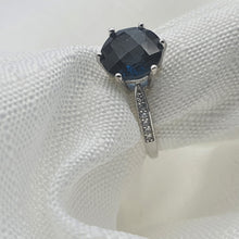 Load image into Gallery viewer, Natural Round Sapphire Gemstone Ring, Sterling Silver
