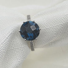 Load image into Gallery viewer, Natural Round Sapphire Gemstone Ring, Sterling Silver