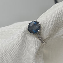 Load image into Gallery viewer, Natural Round Sapphire Gemstone Ring, Sterling Silver